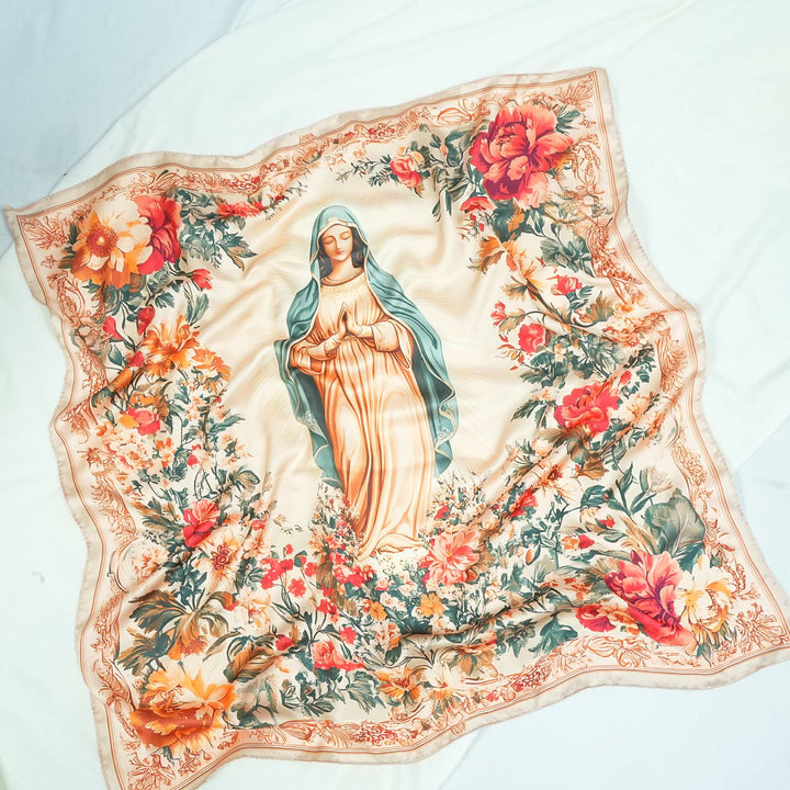 Christianartworkshop Serene Madonna Satin Scarf: A Blossom of Devotion - B - image 4