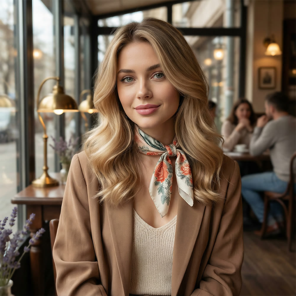 Christianartworkshop Serene Madonna Satin Scarf: A Blossom of Devotion - image 12