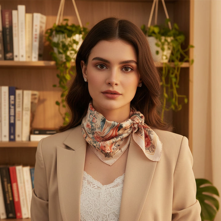 Christianartworkshop Serene Madonna Satin Scarf: A Blossom of Devotion - image 13