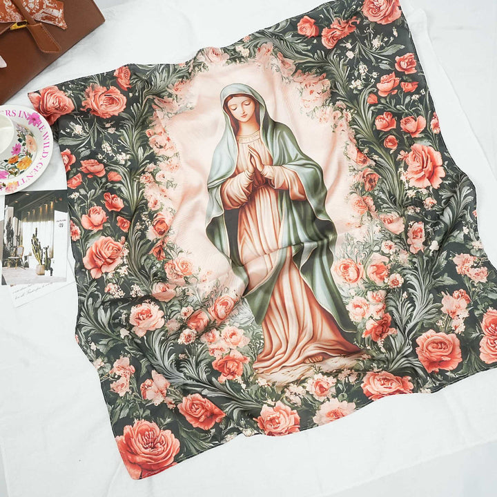 Christianartworkshop Serene Madonna Satin Scarf: A Blossom of Devotion - F - image 8