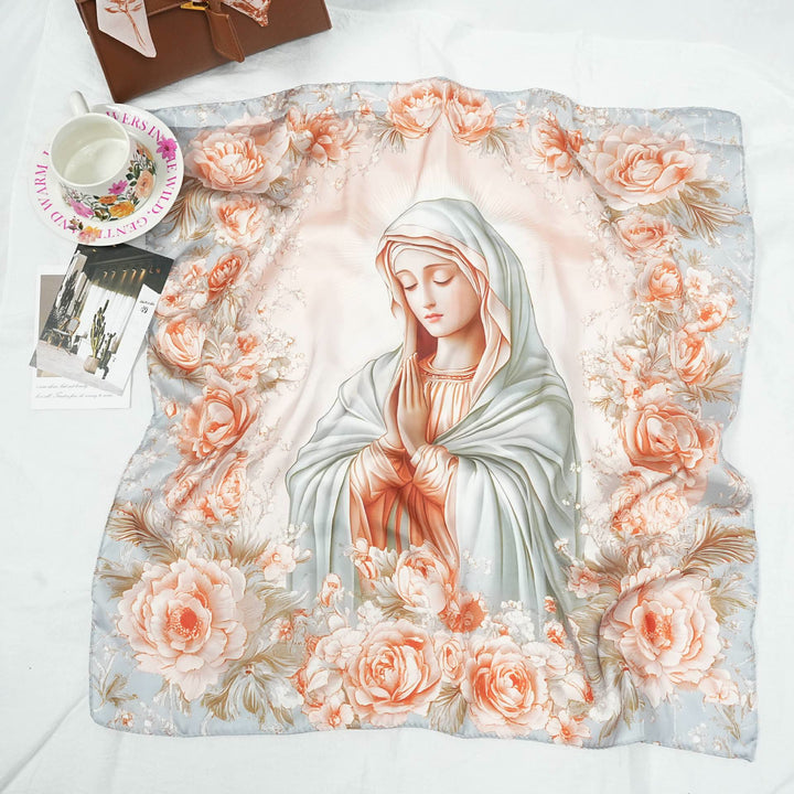 Christianartworkshop Serene Madonna Satin Scarf: A Blossom of Devotion - D - image 6