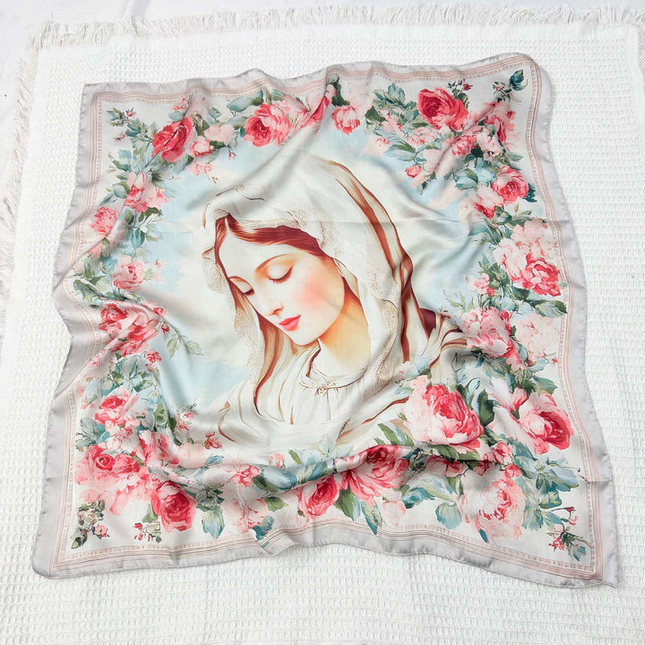 Christianartworkshop Serene Madonna Satin Scarf: A Blossom of Devotion - O - image 20