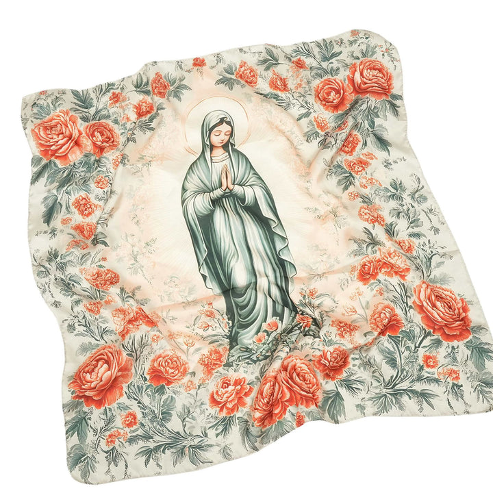 Christianartworkshop Serene Madonna Satin Scarf: A Blossom of Devotion - H - image 10