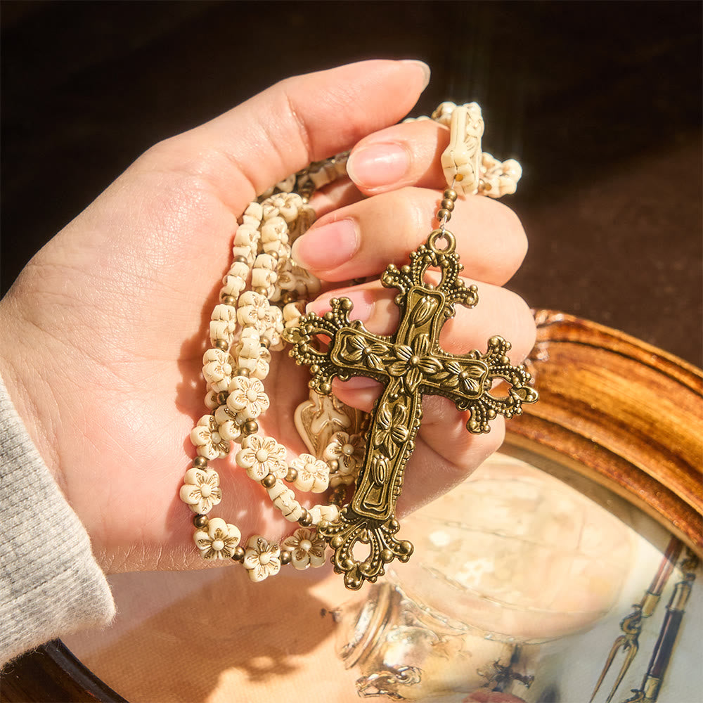 FREE Today: Vintage White Flower with Heavenly Angel Rosary: Devotion with Angelic Guardians - image 1