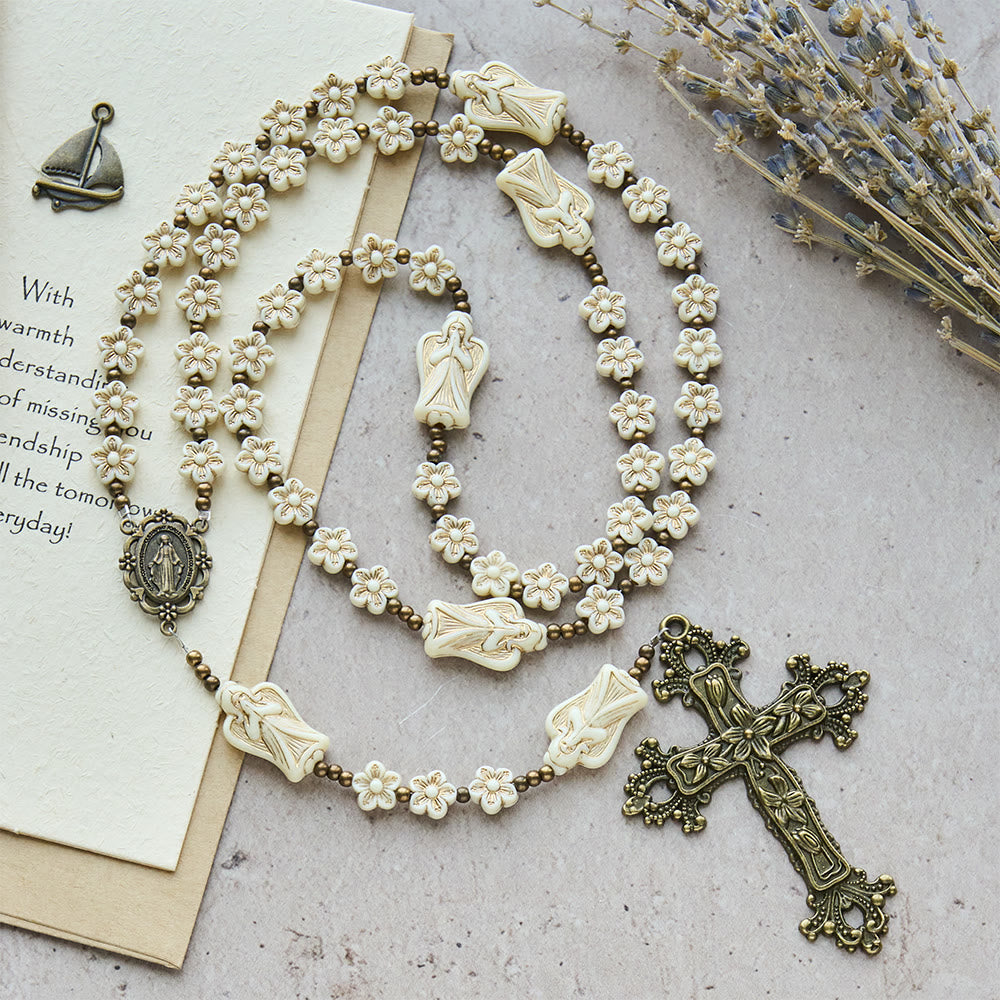 FREE Today: Vintage White Flower with Heavenly Angel Rosary: Devotion with Angelic Guardians - Angel Rosary - image 0