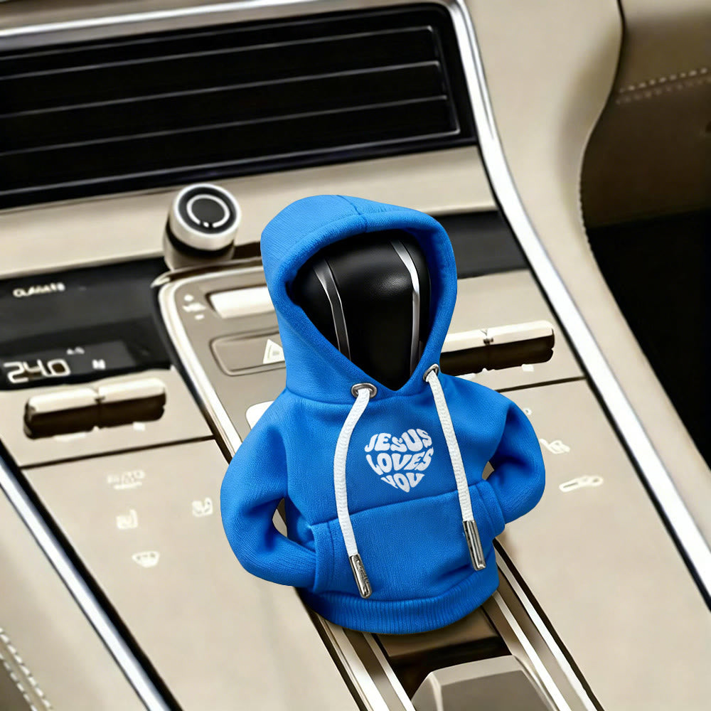 Christianartworkshop Jesus Loves You Hoodie Car Shift Cover: Message of Love on the Road - Sky Blue - image 8