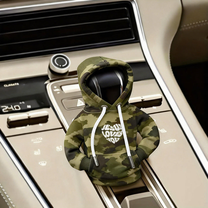 Christianartworkshop Jesus Loves You Hoodie Car Shift Cover: Message of Love on the Road - Camo - image 10