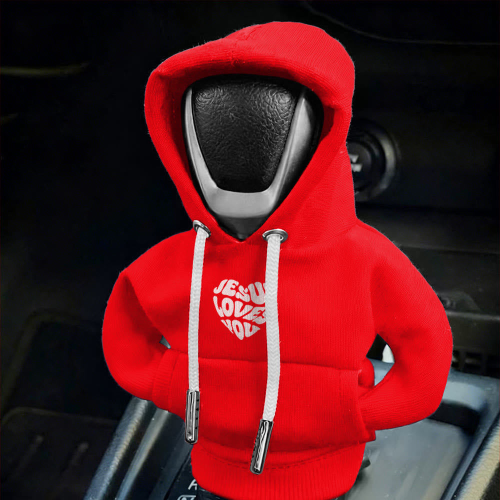 Christianartworkshop Jesus Loves You Hoodie Car Shift Cover: Message of Love on the Road - image 1