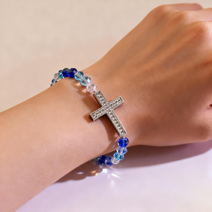 FREE Today: White & Peacock Blue Cross Bracelet: Belief Wrapped in Shimmer - image 7