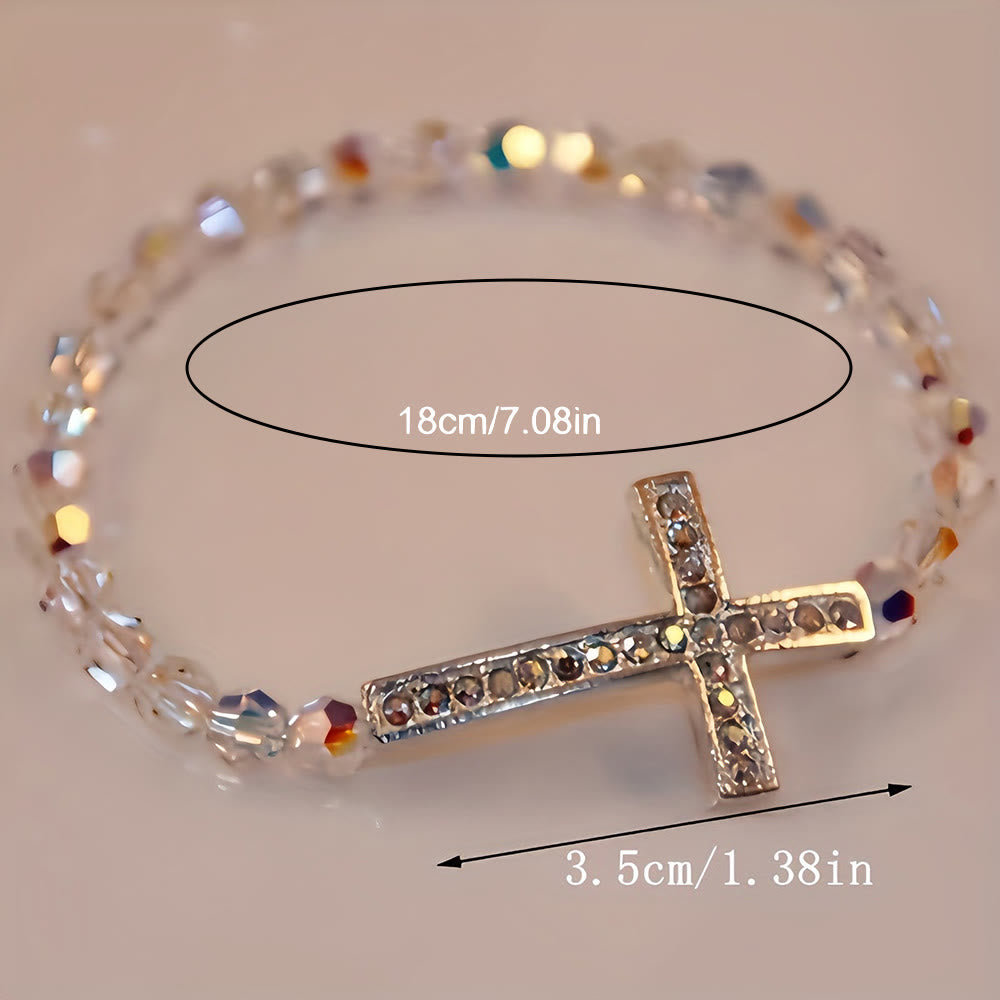 FREE Today: White & Peacock Blue Cross Bracelet: Belief Wrapped in Shimmer - image 4