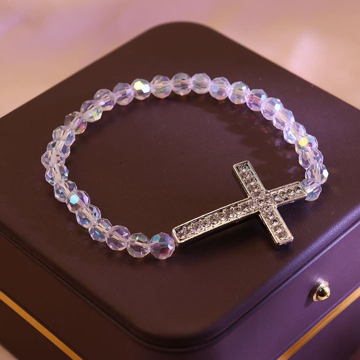 FREE Today: White & Peacock Blue Cross Bracelet: Belief Wrapped in Shimmer - image 2
