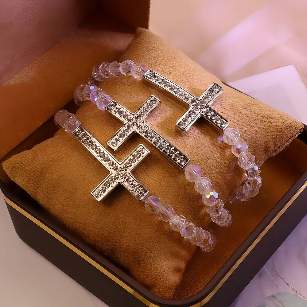 FREE Today: White & Peacock Blue Cross Bracelet: Belief Wrapped in Shimmer - image 3