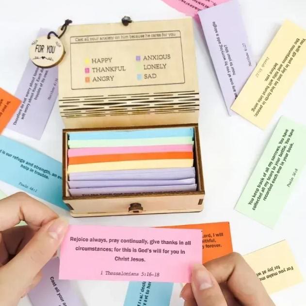 Christianartworkshop Handmade Wooden Verse Card Box: Quiet Reminder of Comfort & Grace - image 1