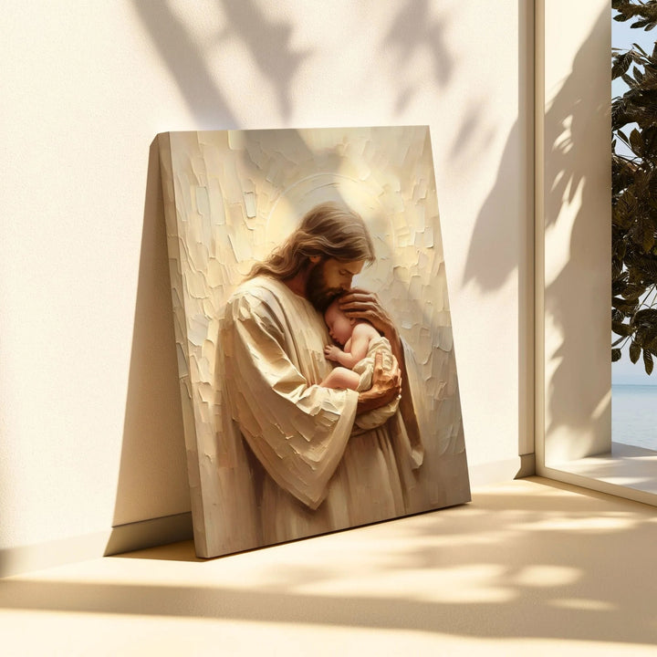 Christianartworkshop Embracing Jesus Wall Art Print: Tender Companion for Home Spaces - 11.81''*15.75''0.71"/30*40*1.8cm - Framed Canvas Painting - image 0