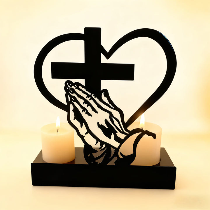 Christianartworkshop Prayer Hands & Cross Heart Candle Box: Gentle Devotion for Desks - image 1