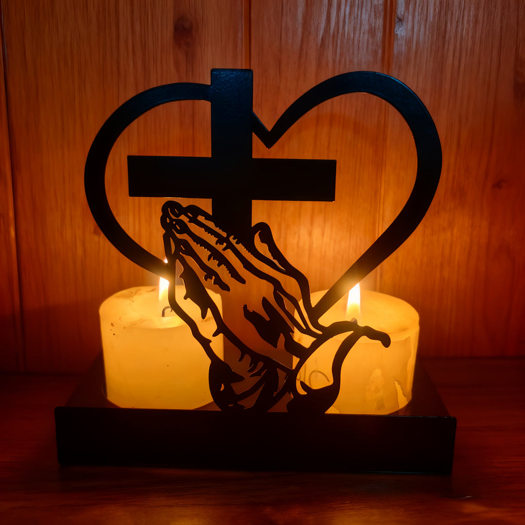 Christianartworkshop Prayer Hands & Cross Heart Candle Box: Gentle Devotion for Desks - image 3