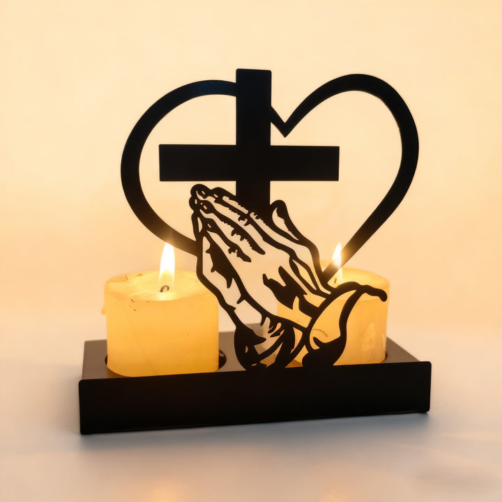 Christianartworkshop Prayer Hands & Cross Heart Candle Box: Gentle Devotion for Desks - image 2