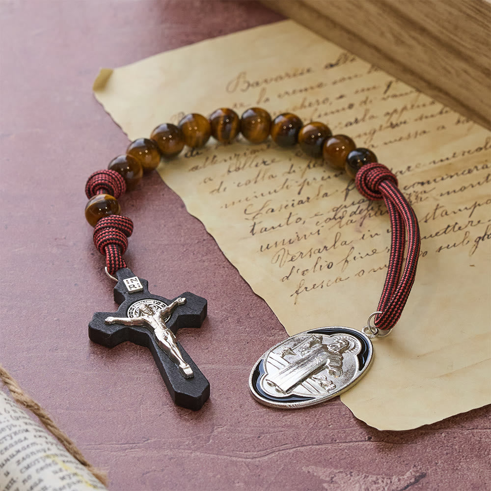 Free Today: Tiger Eye Pocket Rosary with St. Benedict Medal & Crucifix ...