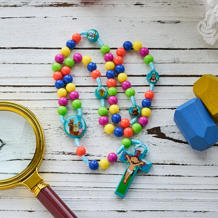 FREE Today: Colorful Children Rosary with Holy Family & Saint Charms: Child-Friendly Faith Prayer Beads - image 2