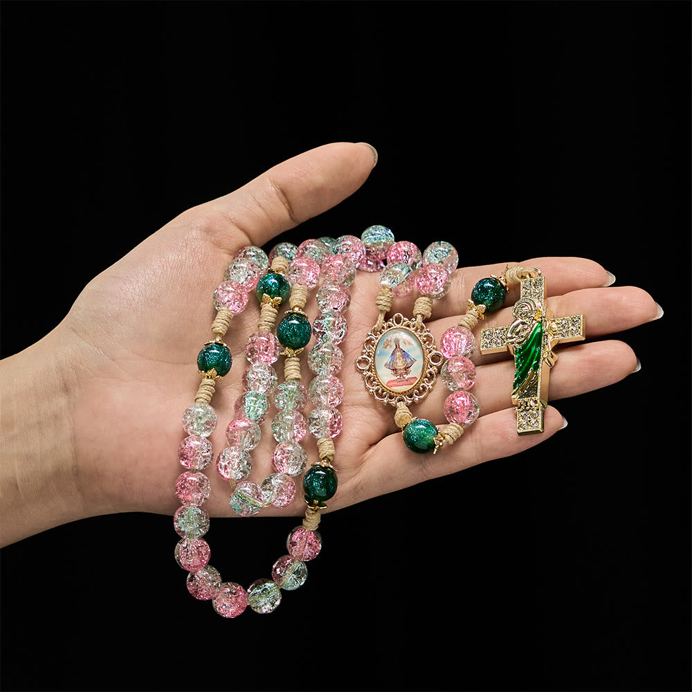Christianartworkshop Gradient Glass Bloom Rosary with St. Jude Cross: Tender Devotion for Prayer - image 1