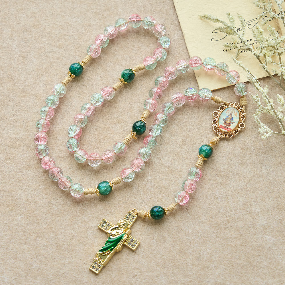 Christianartworkshop Gradient Glass Bloom Rosary with St. Jude Cross: Tender Devotion for Prayer - image 5