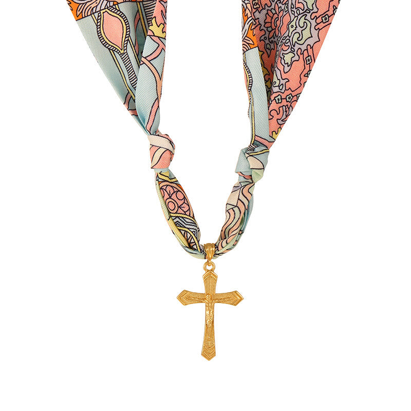 Christianartworkshop Fabric Strand Cross & Crucifix Necklace Series: Graceful Devotion for Daily Wear - C - image 5