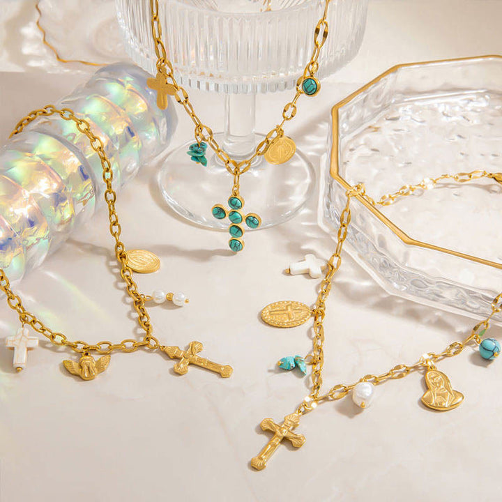 Christianartworkshop Three-Style Cross & Medal Necklace: Delicate Devotion for Daily Wear - image 2