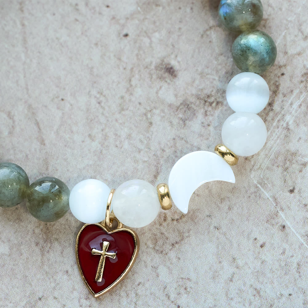 Christianartworkshop Night-to-Day Tidal Gradient Bracelet with Red Heart Cross: Faith That Never Fades - image 5