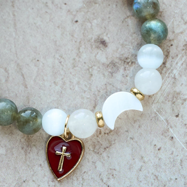 Christianartworkshop Night-to-Day Tidal Gradient Bracelet with Red Heart Cross: Faith That Never Fades - image 5