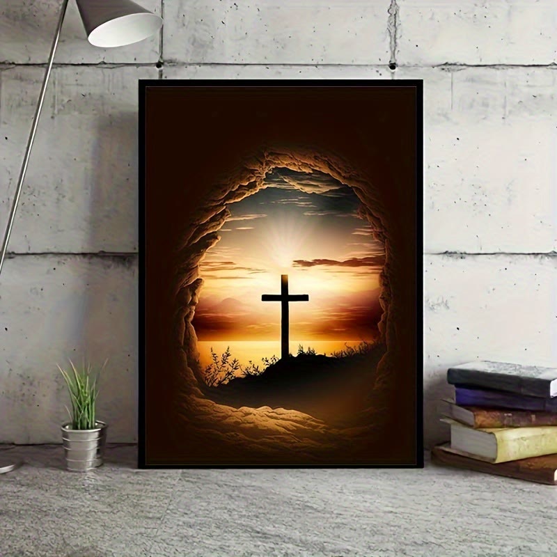 Christianartworkshop Empty Stone Frame Cross Wall Art Print: Redemptive Hope for Home Spaces - image 1