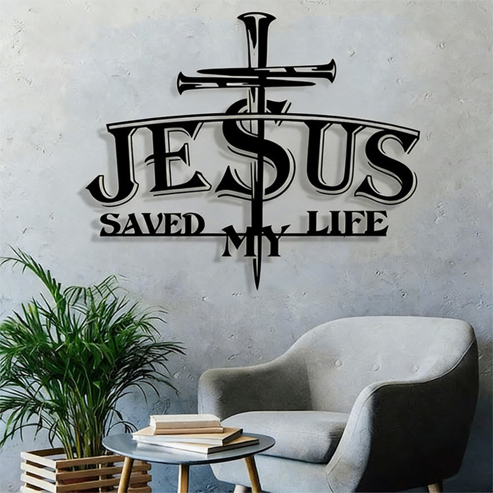 Christianartworkshop JESUS & Cross Saved My Life Metal Wall Decor: Profound Redemption for Home Spaces - image 1