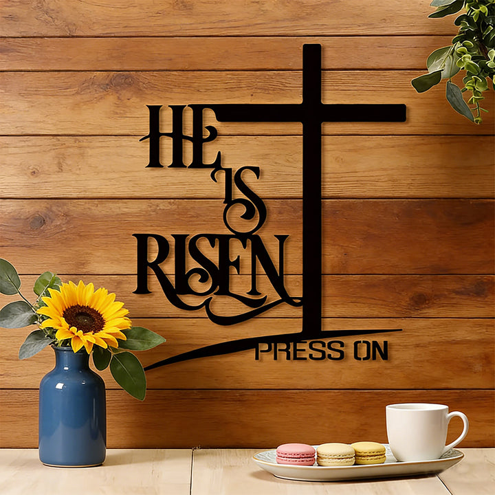 Christianartworkshop HE IS RISEN Cross Wall Art Print: Resurrection Hope for Home Spaces - image 2