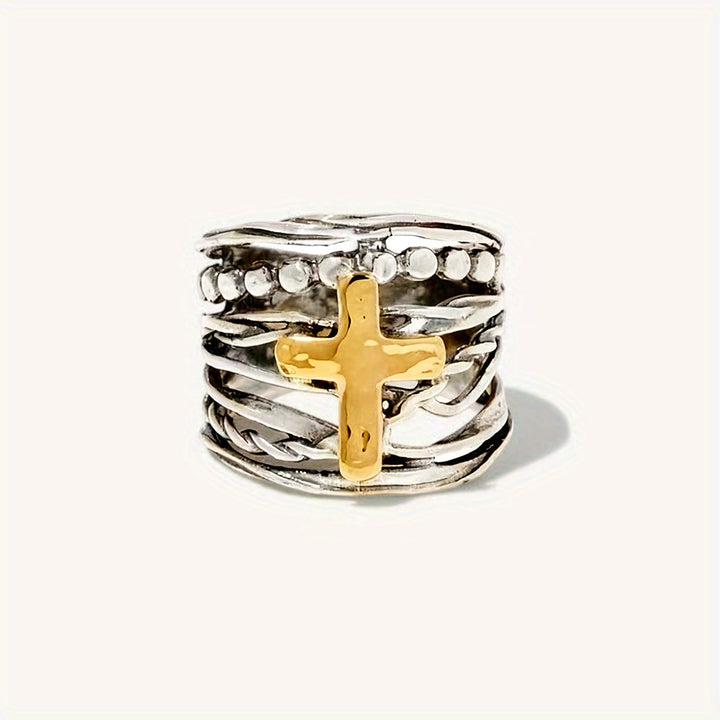 Christianartworkshop Two-Tone Copper Cross Ring: Quiet Reminder of Peace & Grace - US 11 - image 0