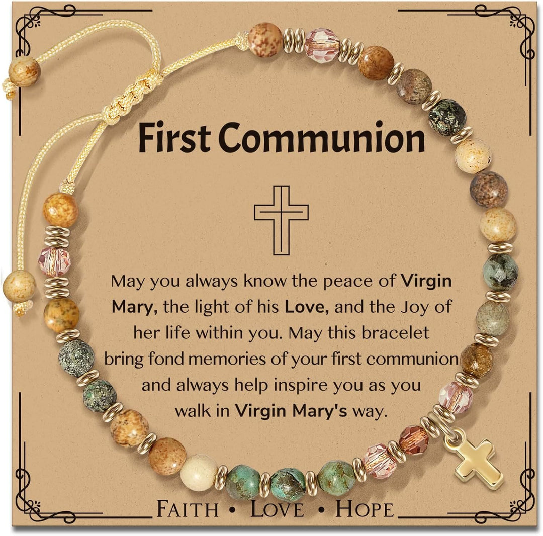 FREE Today: Natural Stone & Cross Bracelet with Bible Card Series: Tender Devotion for Special Moments - First Communion - Amber - image 6