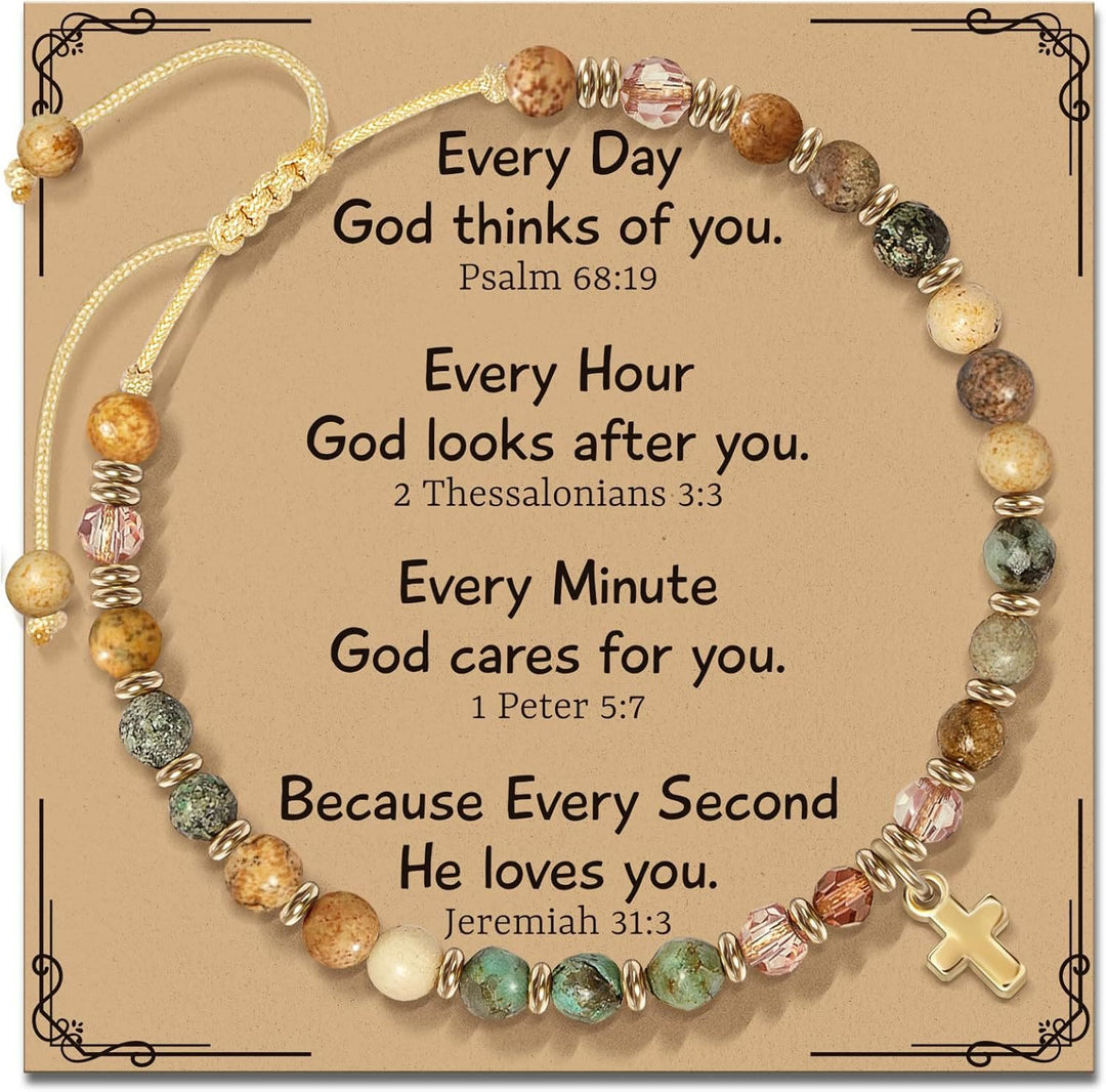 FREE Today: Natural Stone & Cross Bracelet with Bible Card Series: Tender Devotion for Special Moments - Psalm 68:19 - Amber - image 8