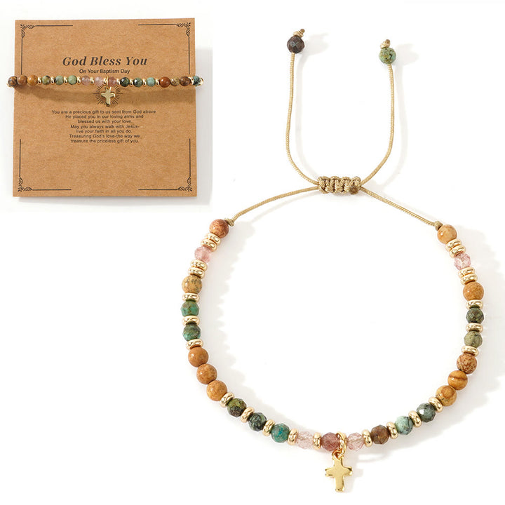 FREE Today: Natural Stone & Cross Bracelet with Bible Card Series: Tender Devotion for Special Moments - God Bless You - Amber - image 5