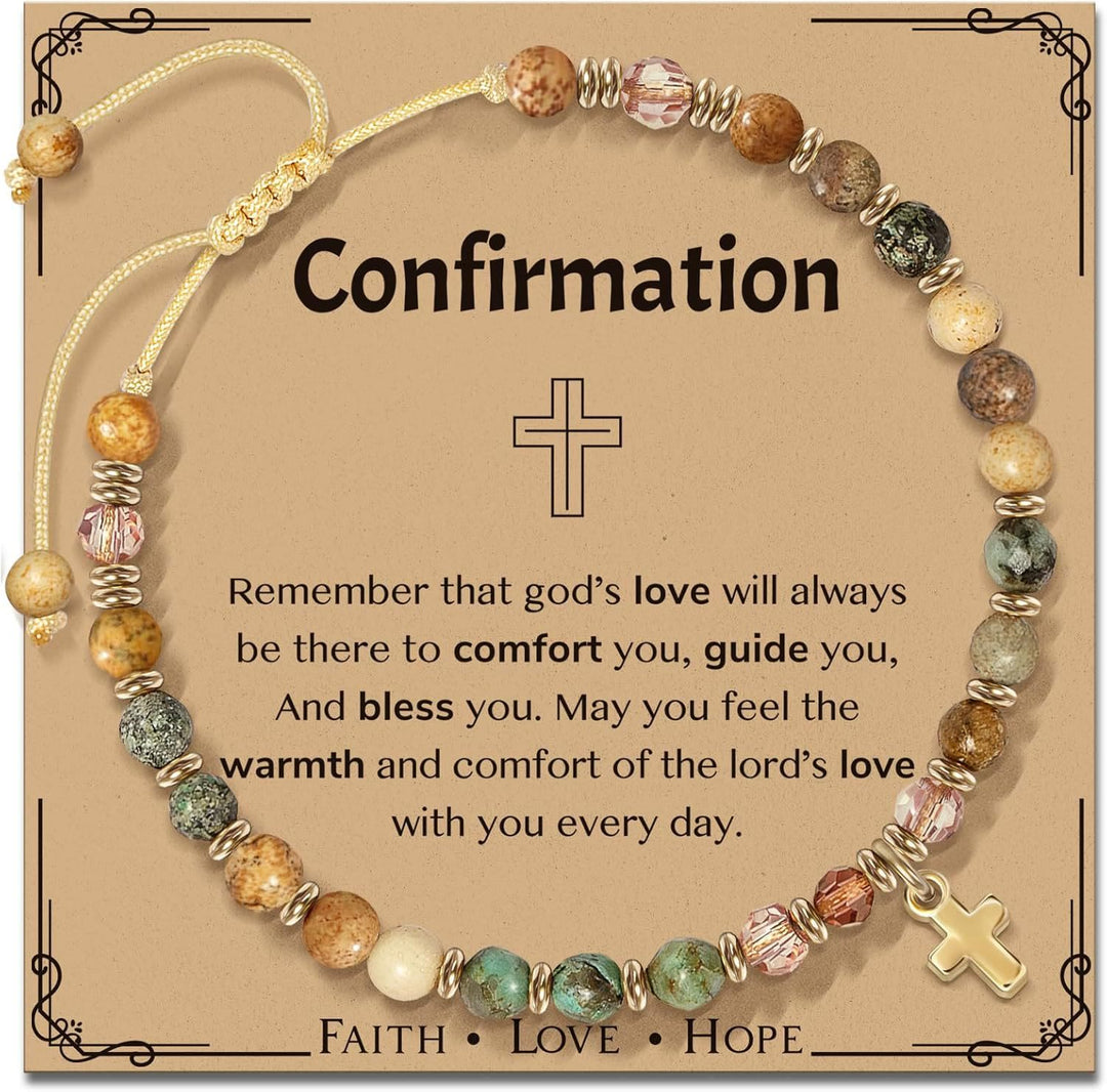 Christianartworkshop Natural Stone & Cross Bracelet with Bible Card Series: Tender Devotion for Special Moments - Confirmation - Amber - image 11