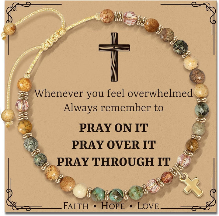 FREE Today: Natural Stone & Cross Bracelet with Bible Card Series: Tender Devotion for Special Moments - Cross - Amber - image 10