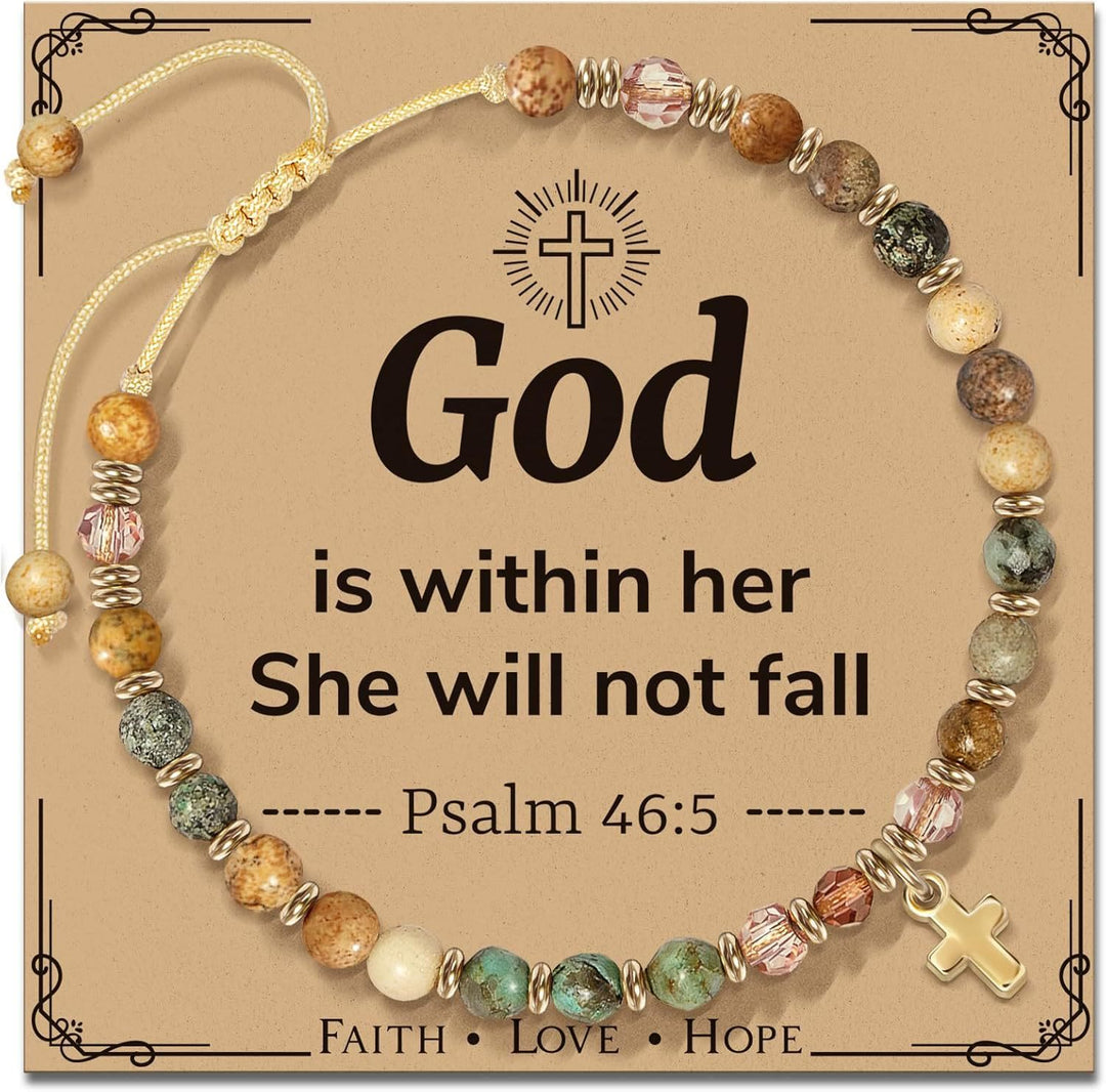FREE Today: Natural Stone & Cross Bracelet with Bible Card Series: Tender Devotion for Special Moments - Psalm 46:5 - Amber - image 13