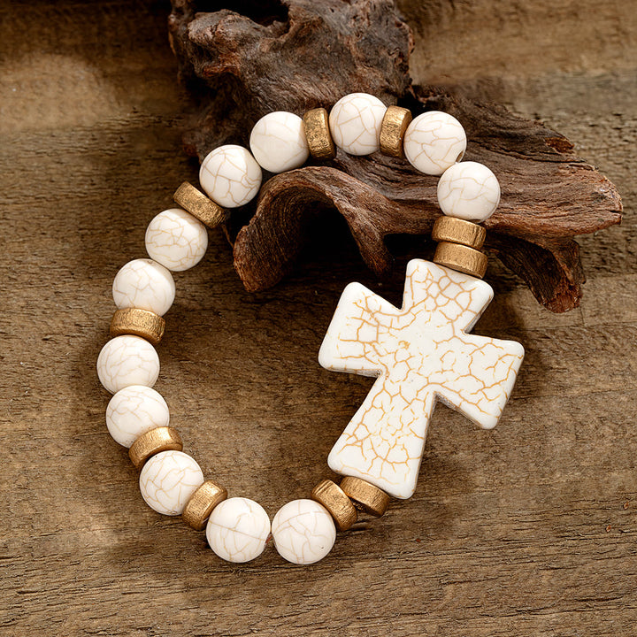Christianartworkshop Multi-Style Textured Acrylic Cross Bracelet: Bold Devotion for Daily Wear - White - image 3