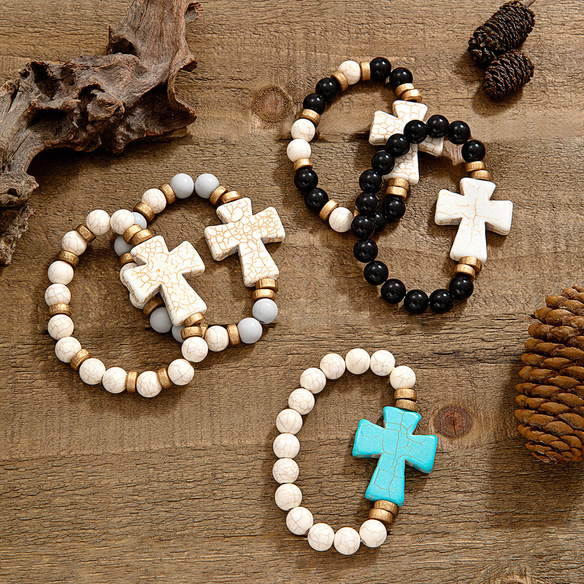 Christianartworkshop Turquoise Acrylic Cross Bracelet – Textured