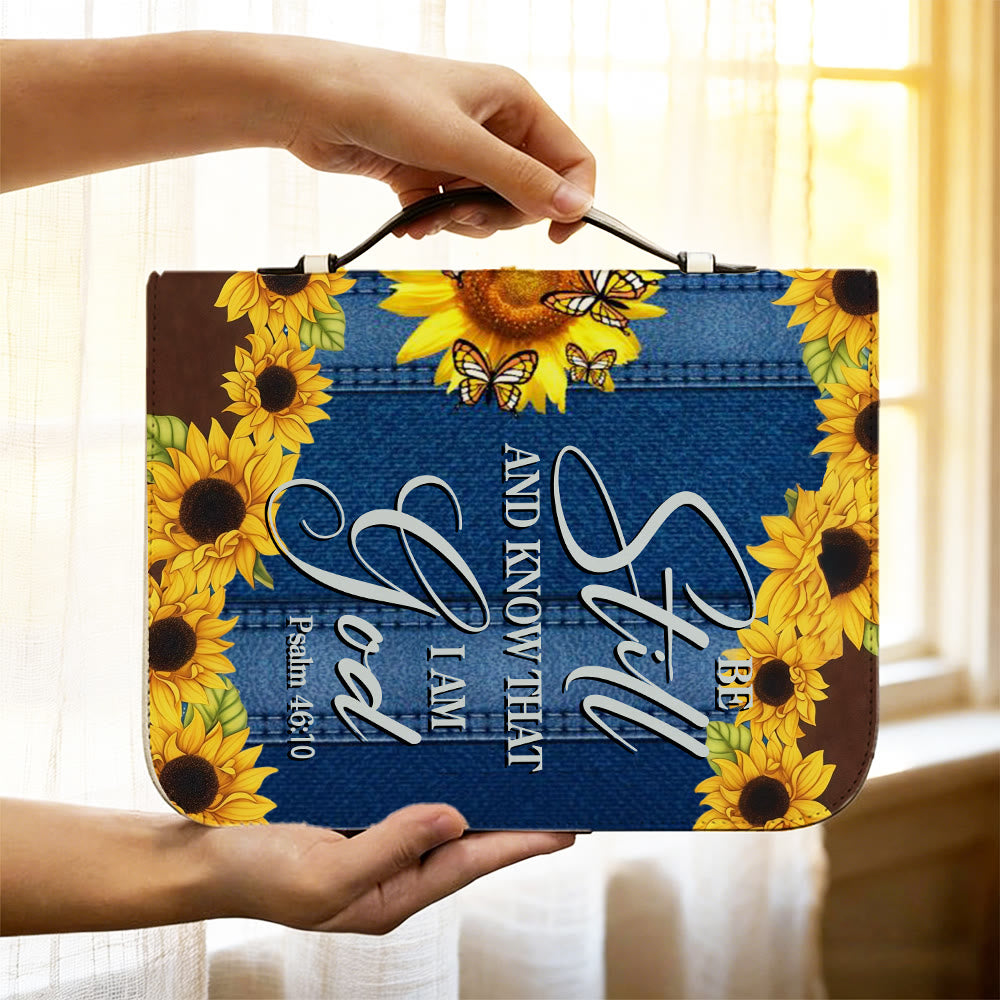 Christianartworkshop Psalm 46:10 Sunflower Bible Cover: Quiet Reminder of Trust & Faithfulness - image 1