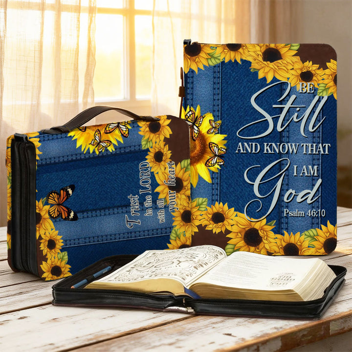 Christianartworkshop Psalm 46:10 Sunflower Bible Cover: Quiet Reminder of Trust & Faithfulness - 2XL - Regular (No Custom) - image 0