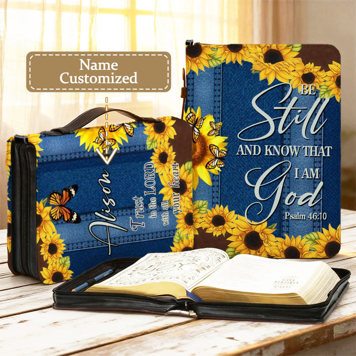 Christianartworkshop Psalm 46:10 Sunflower Bible Cover: Quiet Reminder of Trust & Faithfulness - 2XL - Name Customized - image 11
