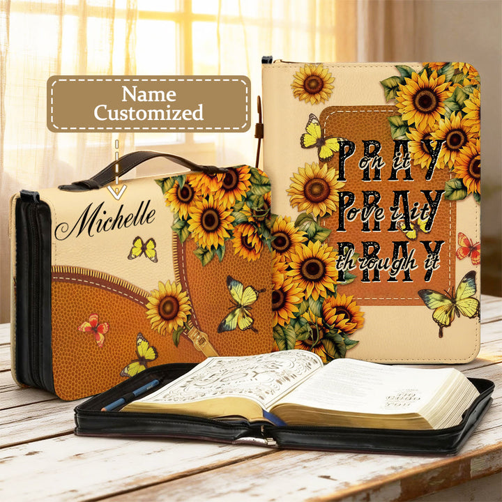 Christianartworkshop Pray Through It Sunflower Bible Cover: Persistent Faith for His Word - 2XL - Name Customized - image 11