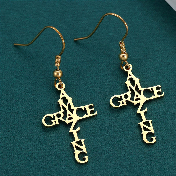 Christianartworkshop Cross & Grace Faith Earring: Delicate Belief for Daily Wear - Amazing Grace - Golden - image 16