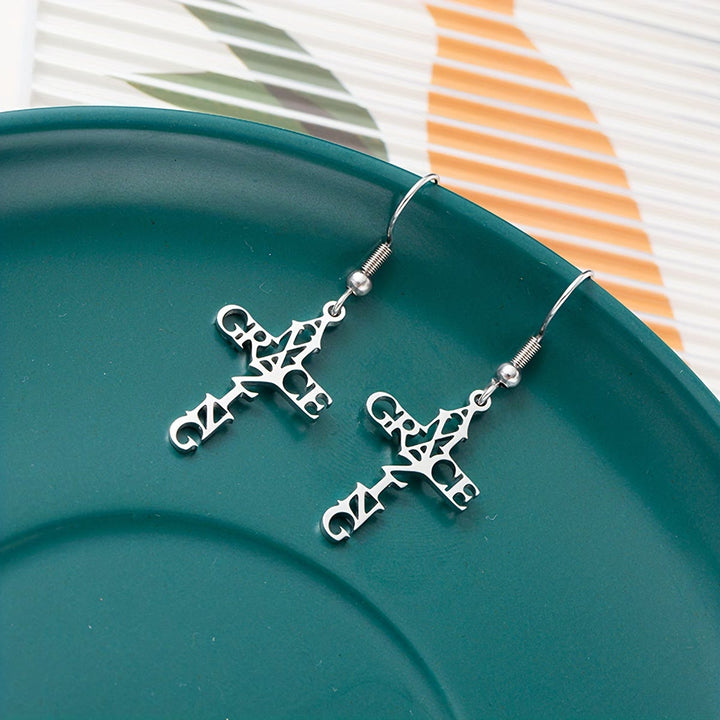 Christianartworkshop Cross & Grace Faith Earring: Delicate Belief for Daily Wear - Amazing Grace - Silver - image 8