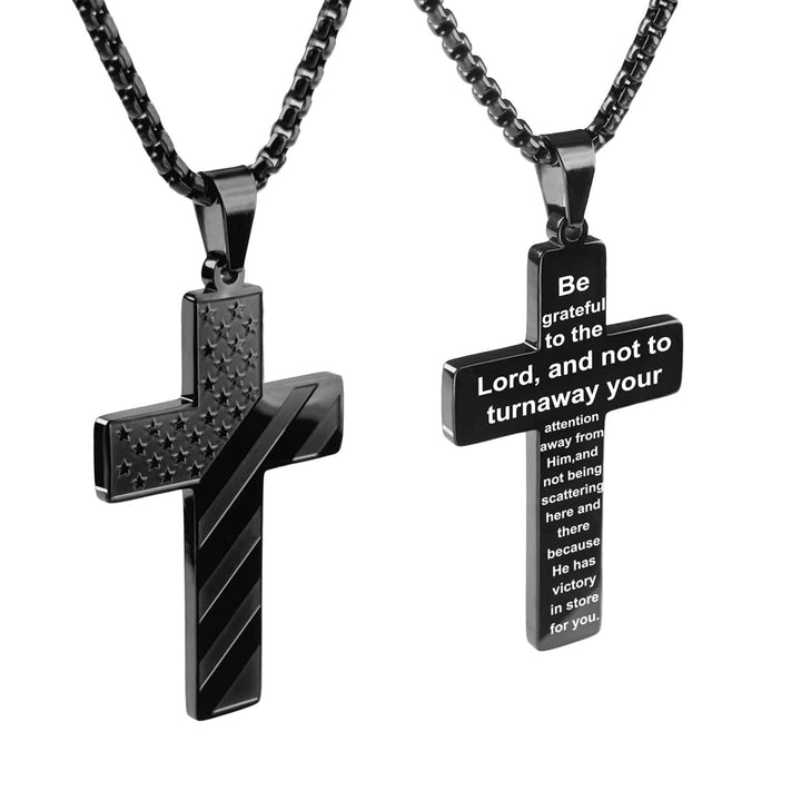 Christianartworkshop Tri-Color Cross Necklace with American Flag & Scripture: A Patriotic Expression - Black - American Flag #Victory in Store - image 40