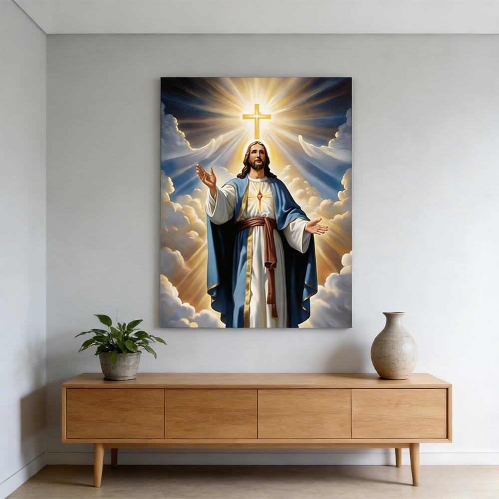 Christianartworkshop Radiant Cross & Jesus Wall Art Print: Luminous Grace for Home Spaces - image 2