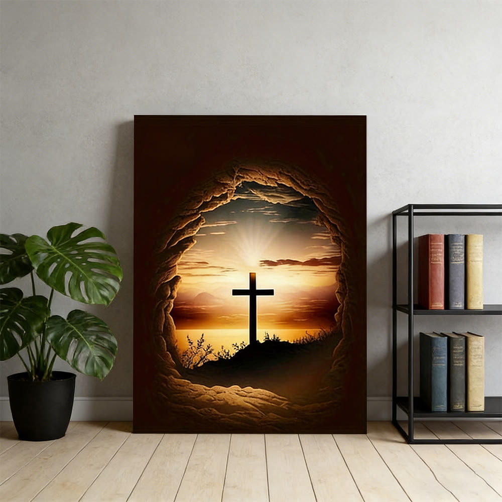 Christianartworkshop Empty Stone Frame Cross Wall Art Print: Redemptive Hope for Home Spaces - image 3